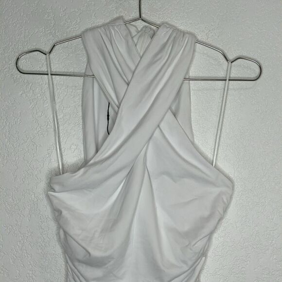 NWT Susana Monaco Crossover Halter
Bodycon Mini Jersey Dress Large Sugar White - Picture 4 of 13